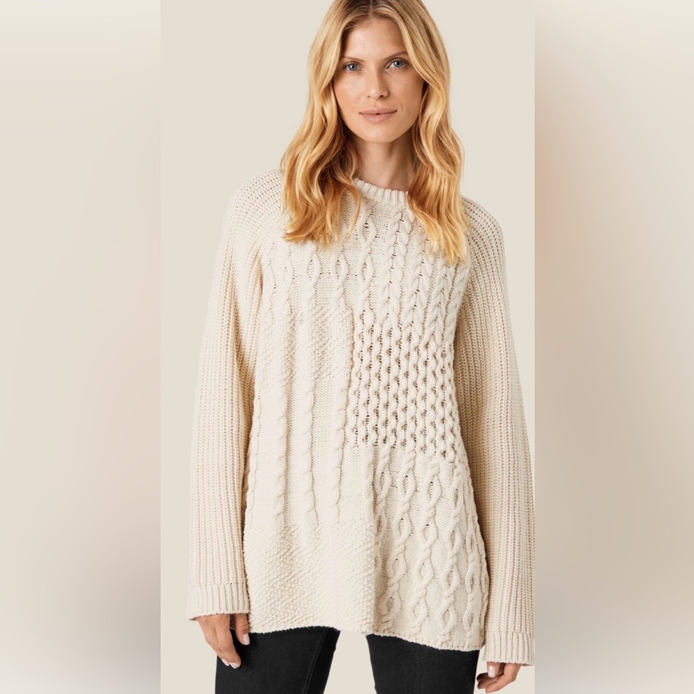 Masai Frola Jumper in a soft‎ cotton fabric gorgeous knitted pattern cream sz S